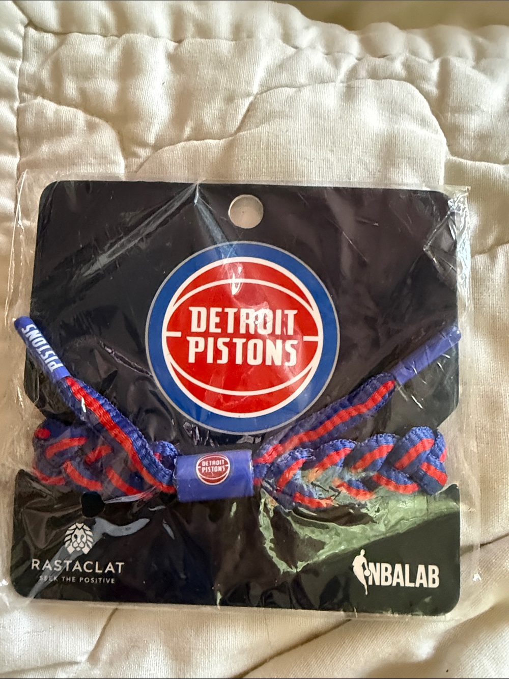 NWT Detroit Pistons Adjustable Braided Bracelet - Blue & Red licensed NBA